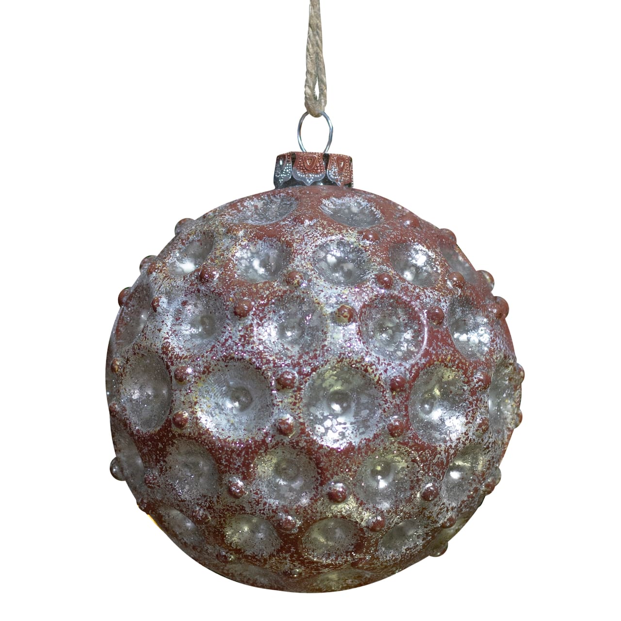 3.5" Silver Mercury Distressed Glass Ball Ornament